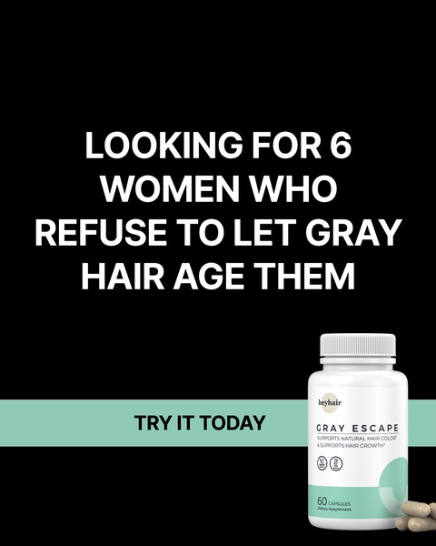 A minimalist, text-heavy creative for a hair supplement that utilizes a high-contrast black background to emphasize a challenge-based hook.